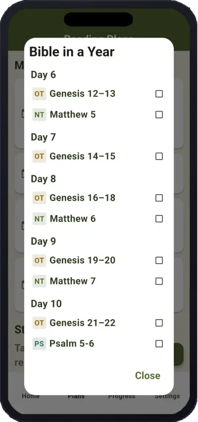 Bible in a Year reading schedule