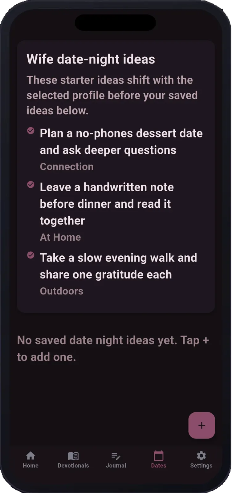 Wife date-night ideas with connection prompts